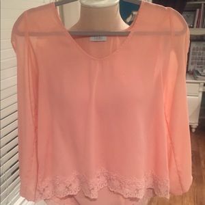 Tobi lace trim blouse